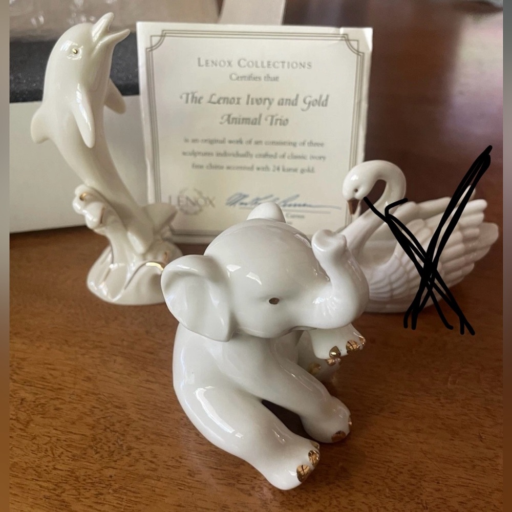 Lenox Cream and Gold Animal Figurines